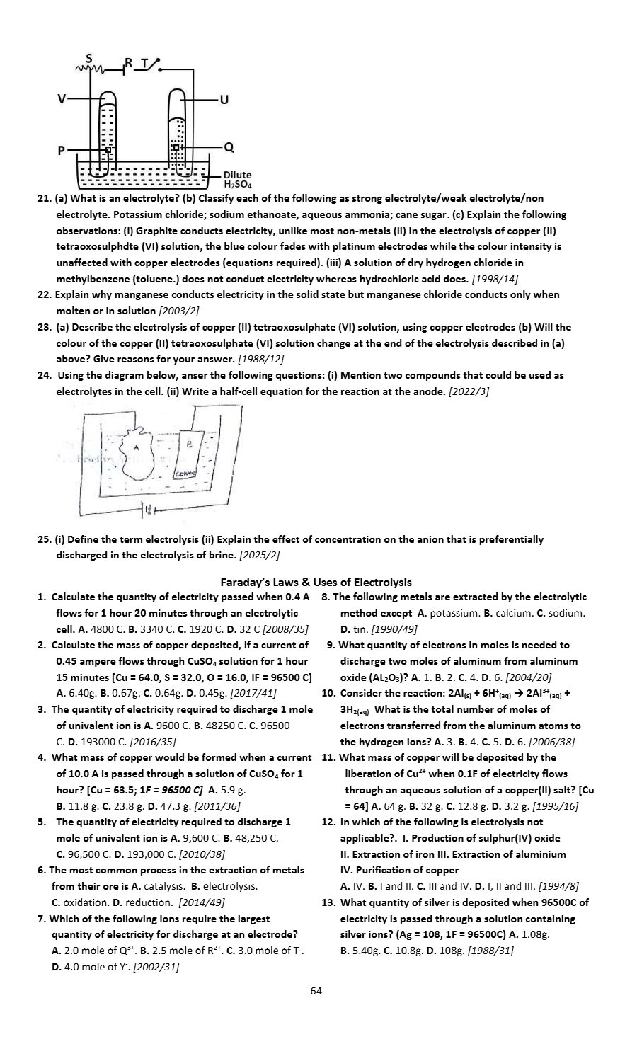 First page of the Prep50 Chemistry sample: Electrolysis Subtopic