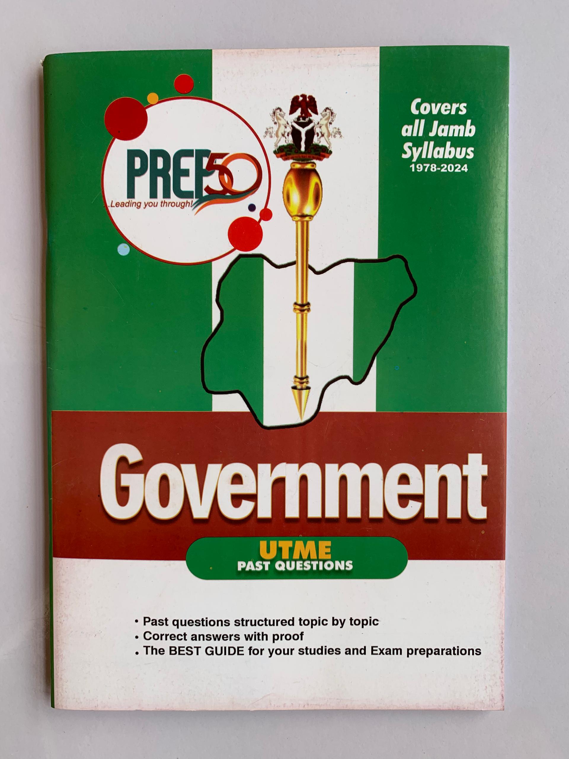 Government JAMB past questions book cover