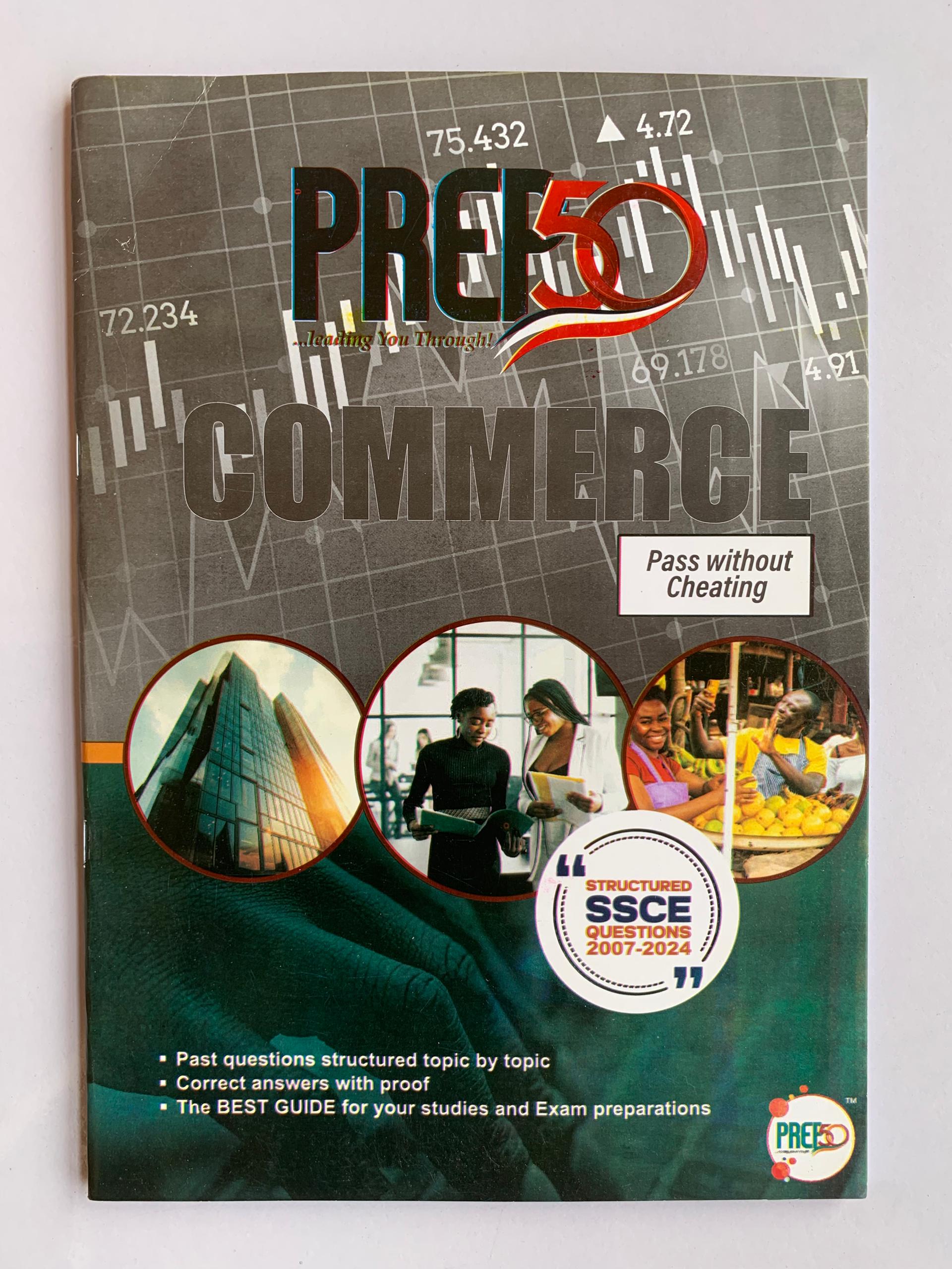 Commerce WAEC past questions book cover